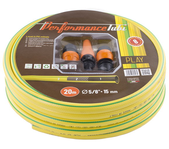 Tubo Play 3 strati PVC retinato 5/8"X20mt dm 15x21 in kit con raccordi