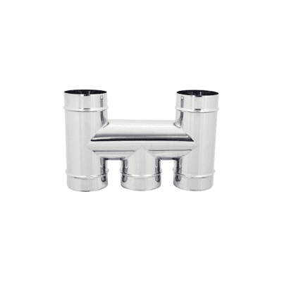 TERMINALE AD "H" BASE TONDA INOX MONO PARETE